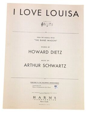 Vintage I Love Louisa Sheet Music Band Wagon Howard Dietz Arthur Schwartz 1931